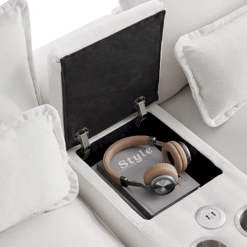 Modern U-shaped Cloud Sectional Couch, Convertible Sleeper Couch