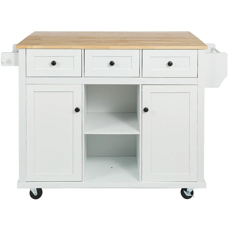 Kitchen Cart with Drop-Leaf Countertop