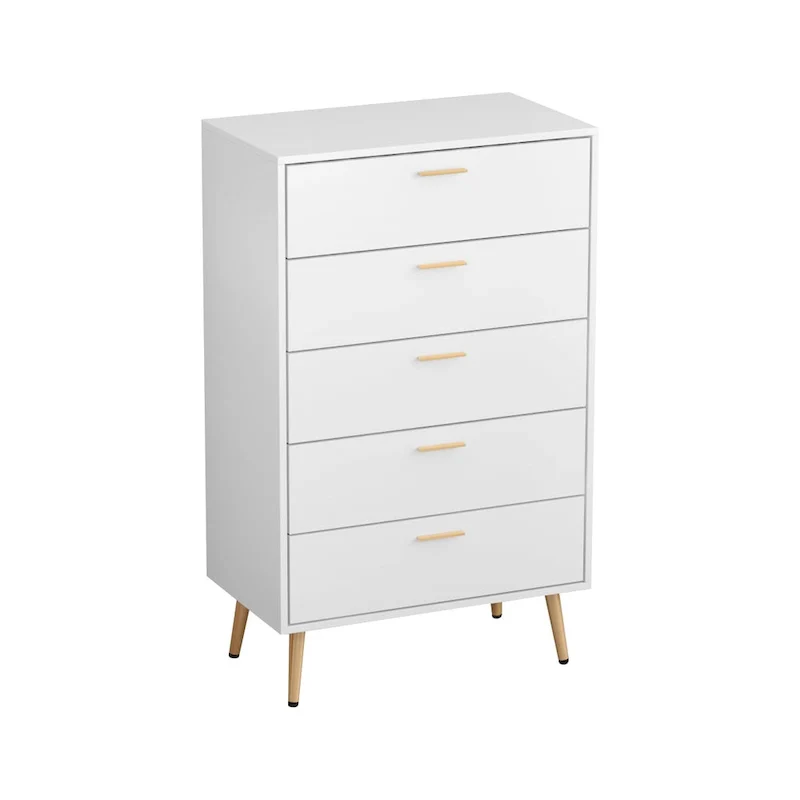 5-Drawer Dresser Chest with Industrial Black Iron Frame