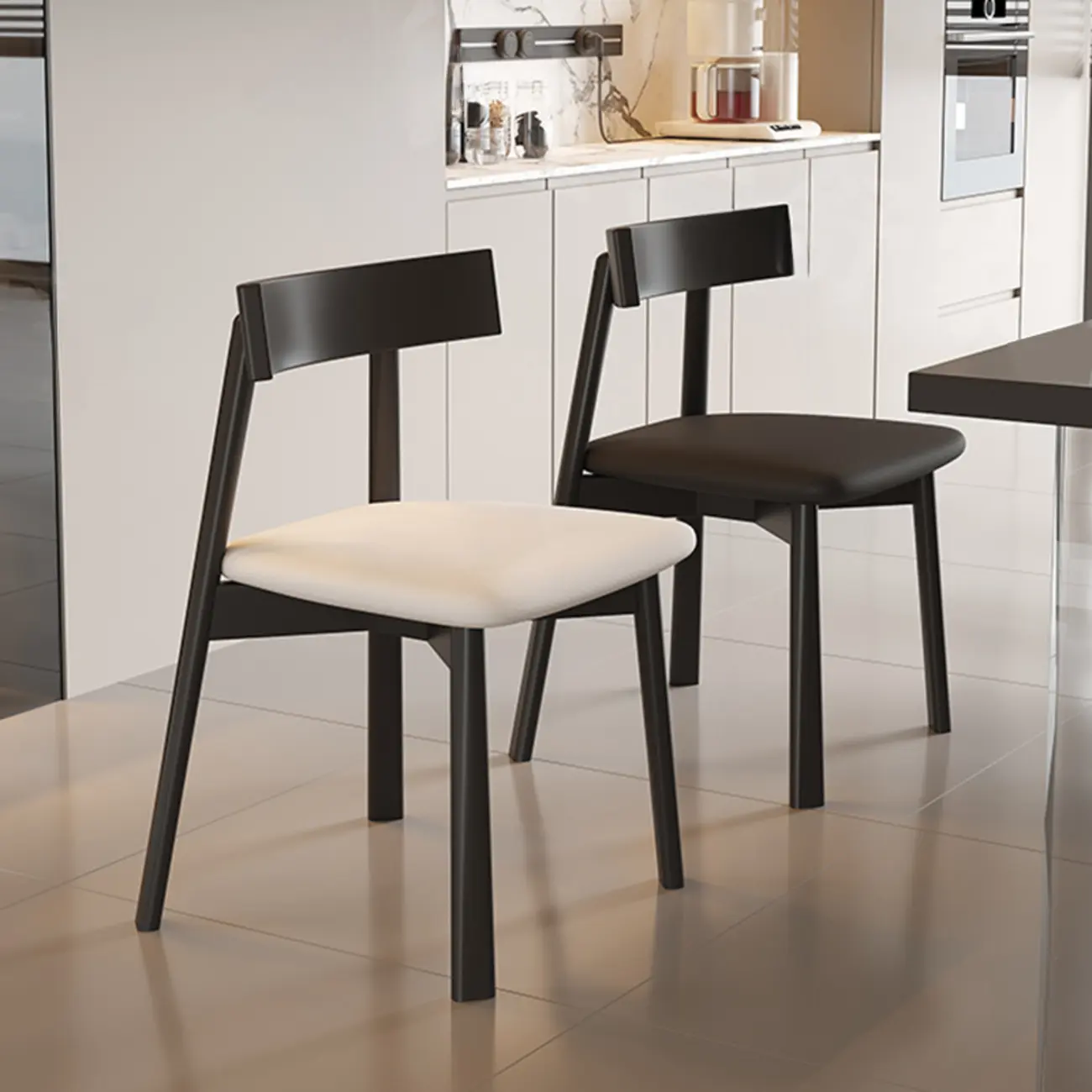 Modern Faux Leather Upholstered Low Back Dining Chair