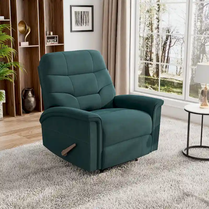 Medium Blue Microfiber Recliner