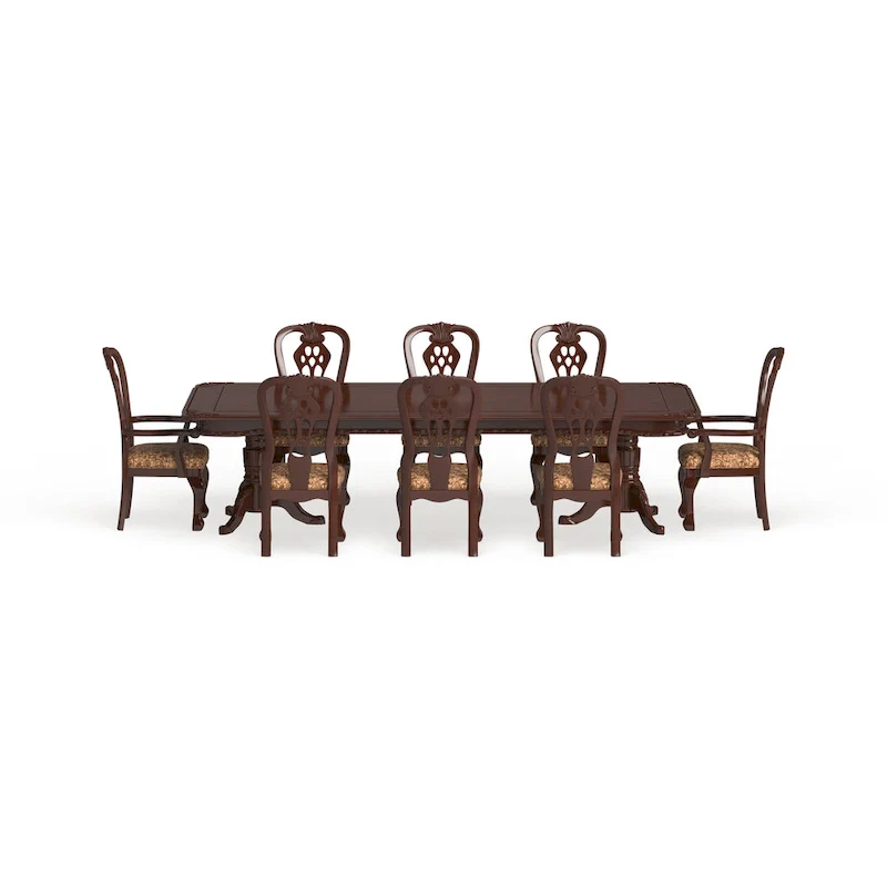 Carpia Traditional Brown Cherry Wood 9-Piece Dining Set by Furniture of America