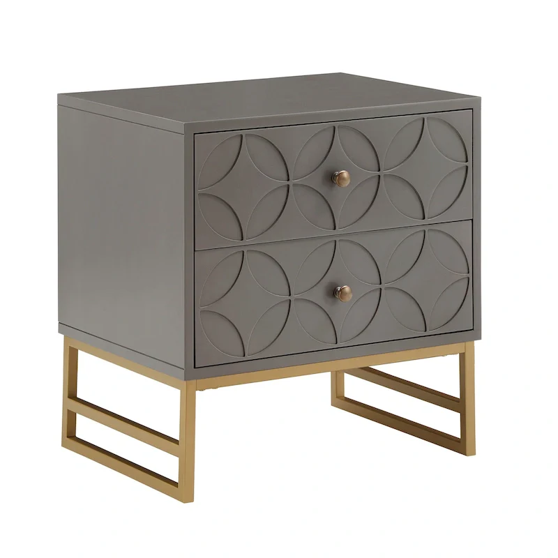 Arched Diamond 2- Drawer Gold Metal End Table