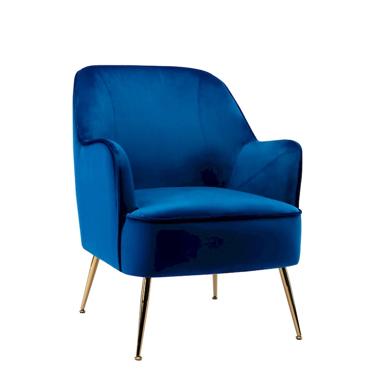 Velvet Upholstered Accent Chair with Gold Chrome Legs