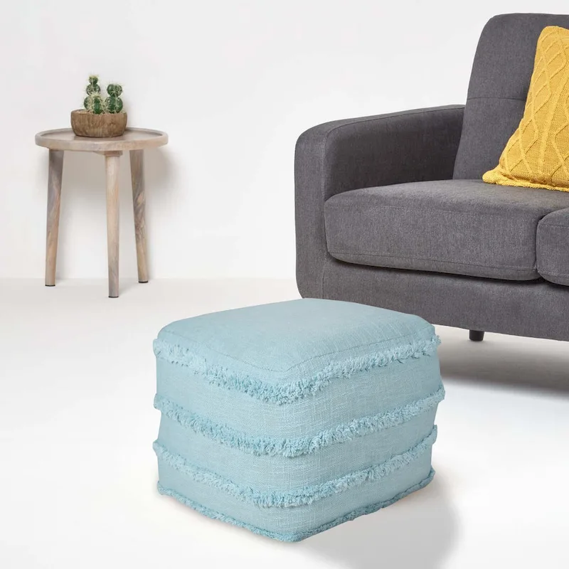 Sevita Solid Textured Stripe Pouf Ottoman