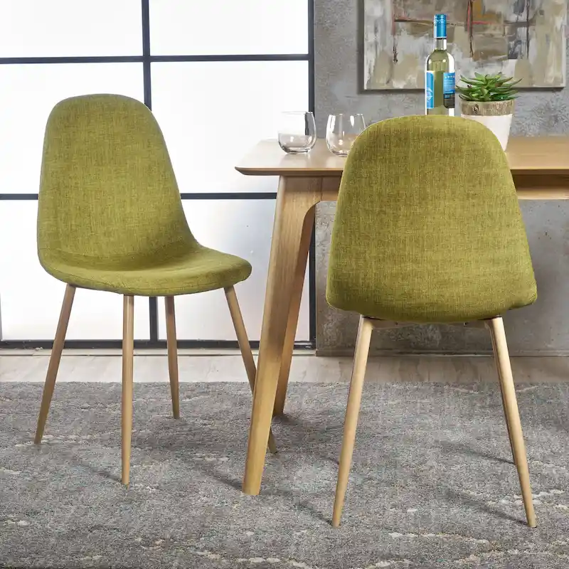 Green / Grey / Blue Mid-Century Fabric Dining Chair, Set of 2