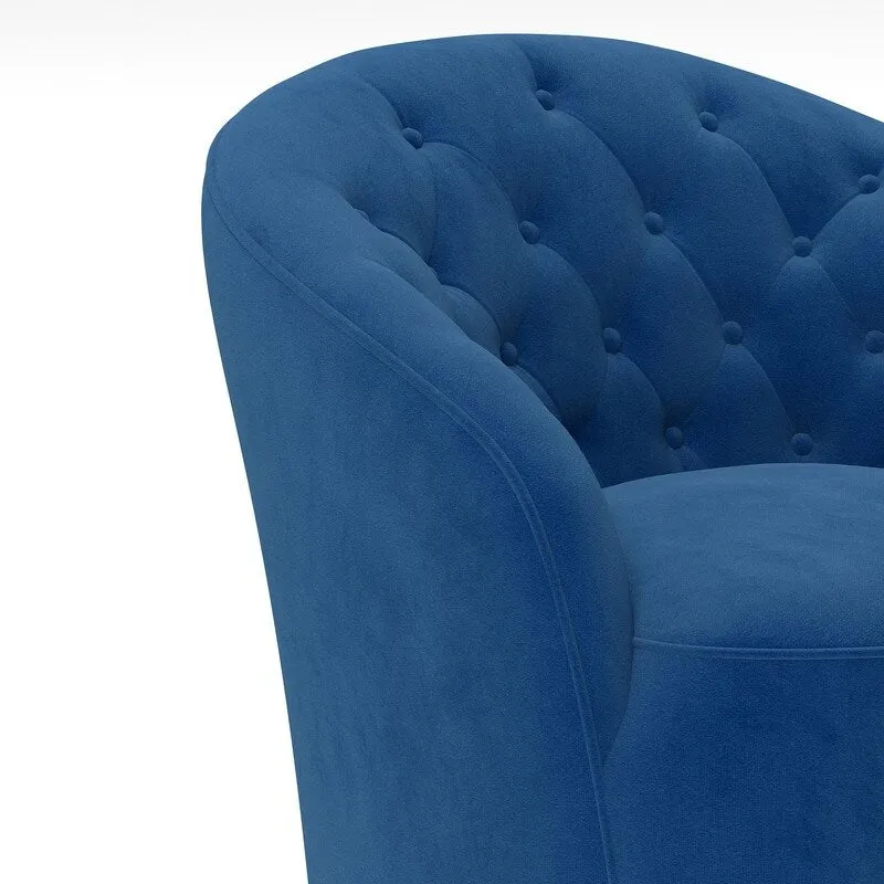Velvet Upholstered 360 Degree Swivel Barrel Chair with Button Tufted Back