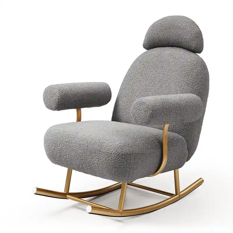 Modern Sherpa Fabric Nursery Rocking Chair