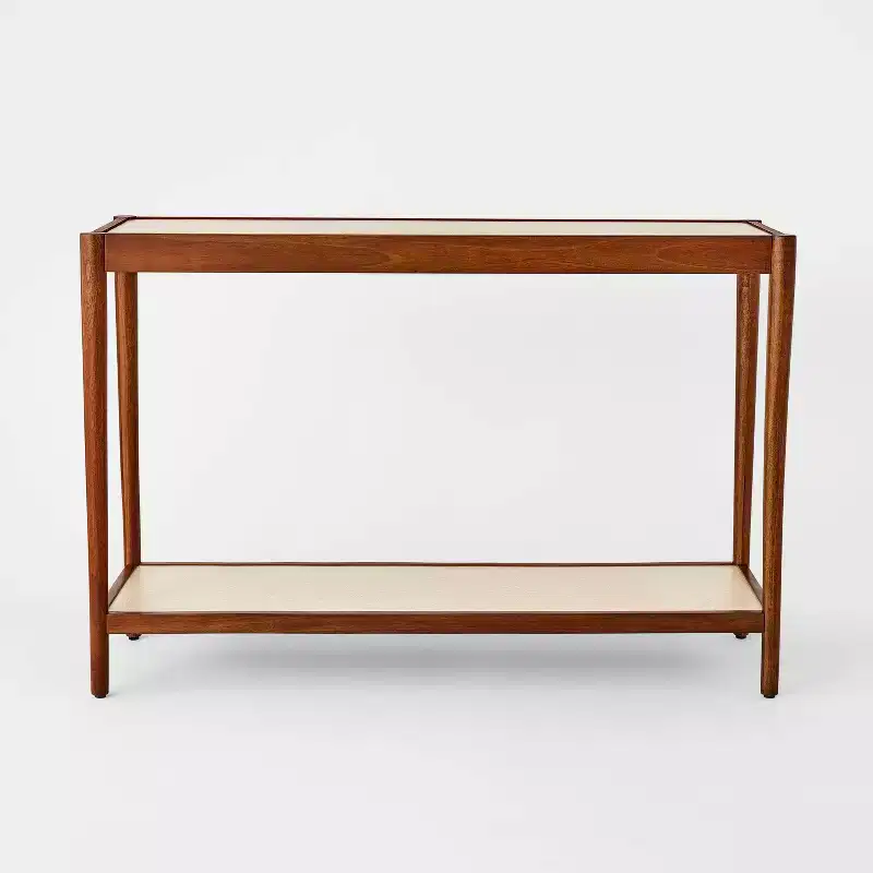 Natural Linen Console Table with Shelf Mahogany Brown - Threshold™ designed with Studio McGee