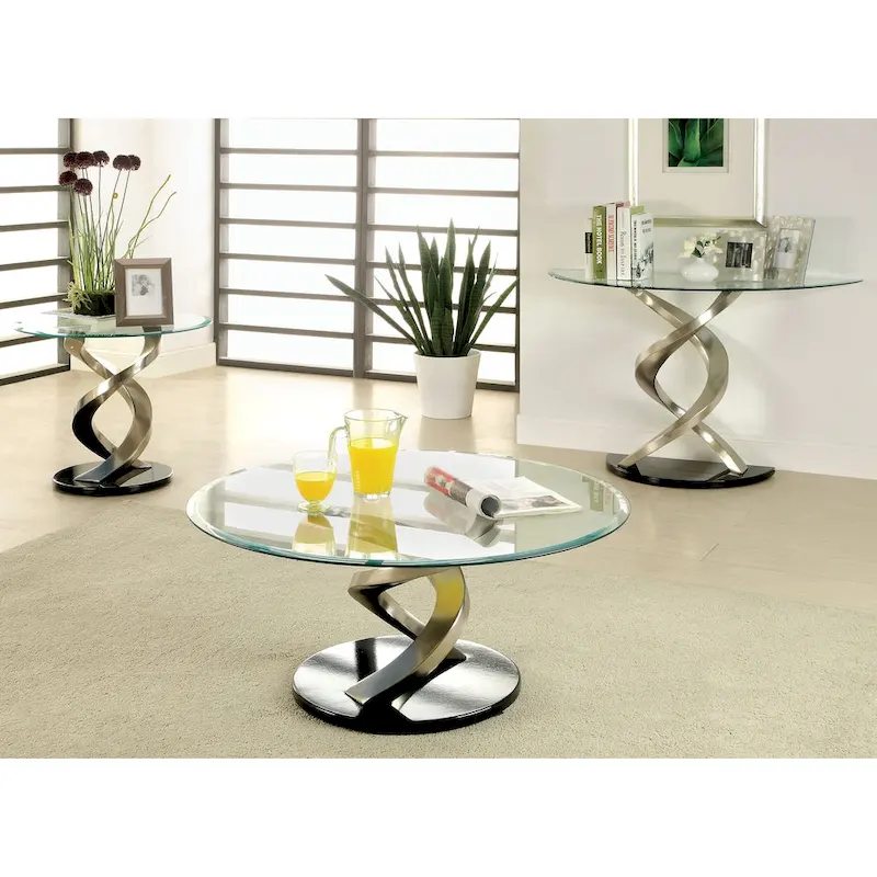 Sele Contemporary Silver 38-inch Glass Coffee Table