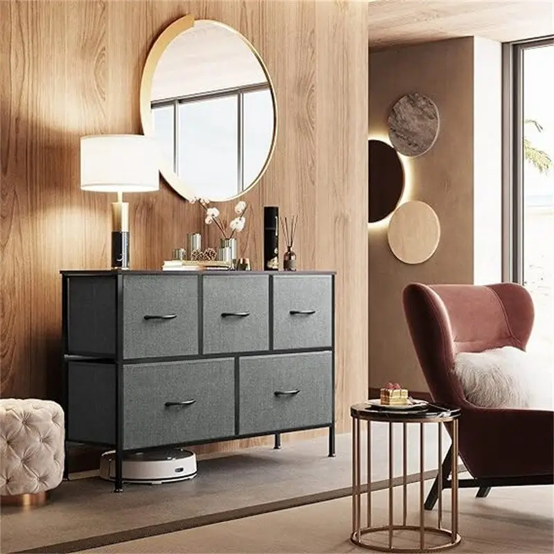 5-Drawer Fabric Dresser with Steel Frame