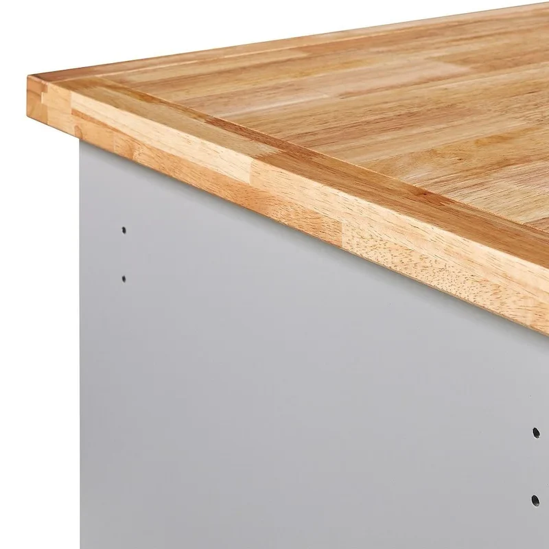 Kitchen Island on Wheels with Open Compartments and 2 Drawers