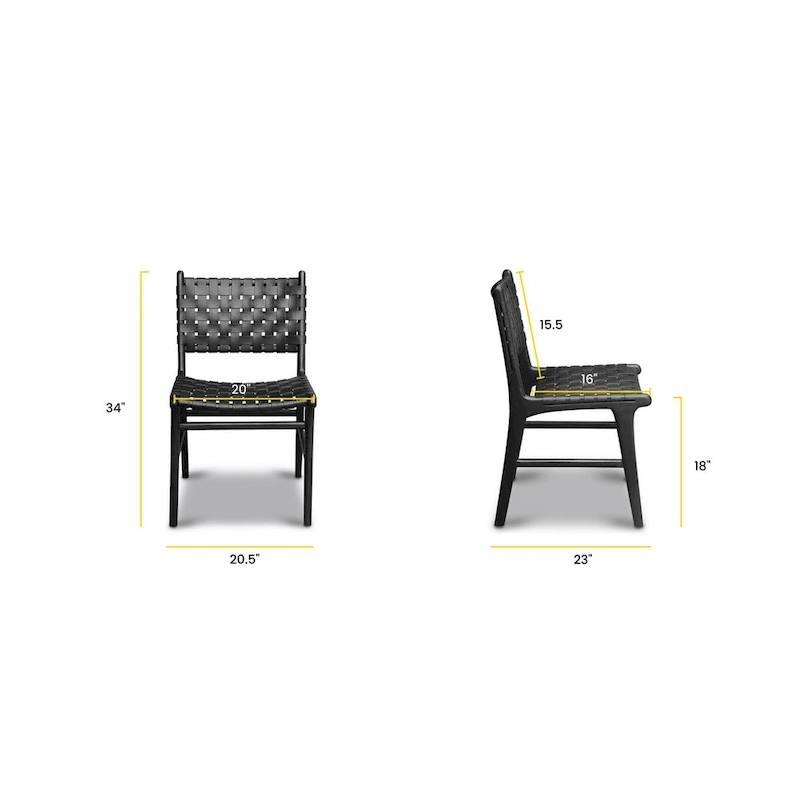 Poly and Bark Banda Teak & Leather Dining Chair - Solid Teak Wood Frame