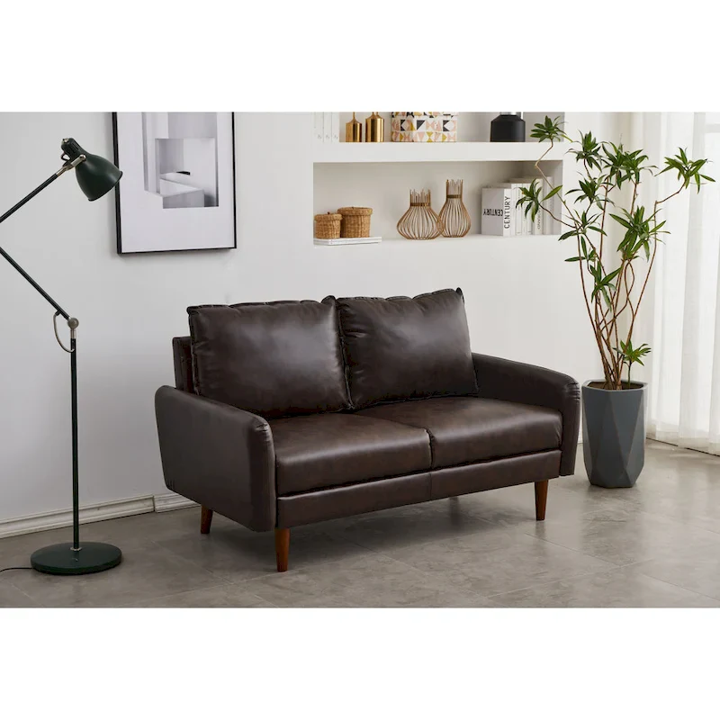 Faux leather 58 Square Arm Loveseat