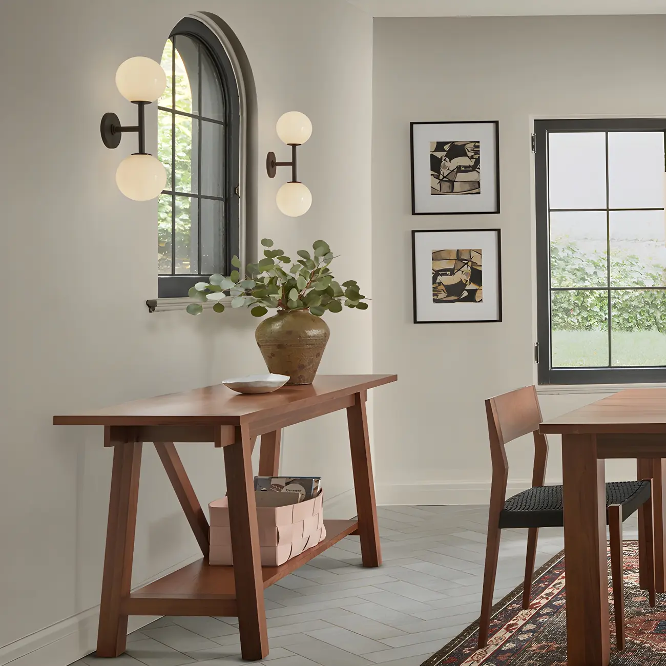 Modern 2-Light Up Down Globe Glass Vanity Light