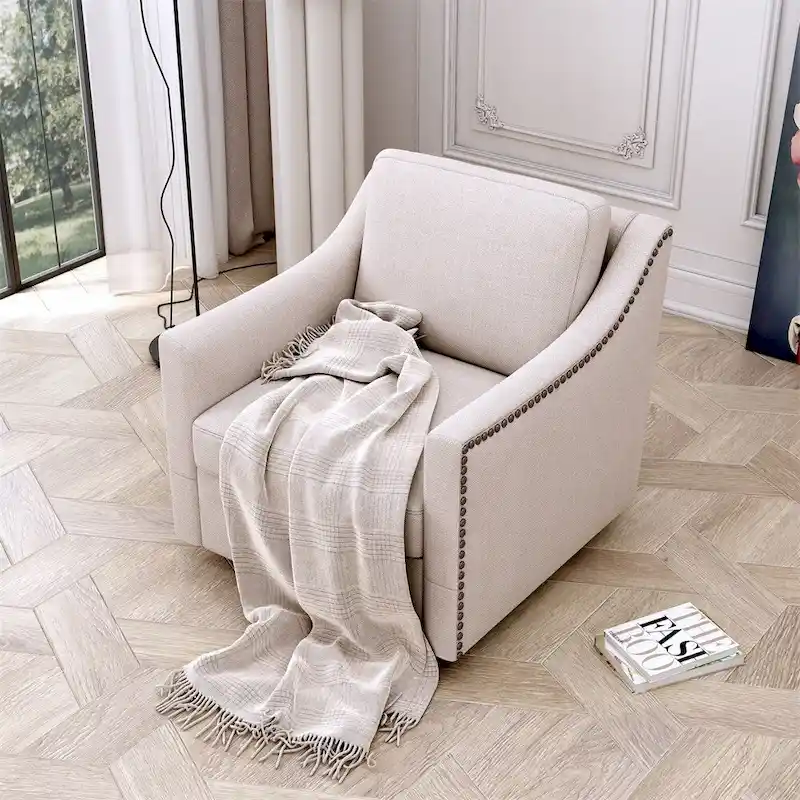 Swivel Linen Blend Modern Soft Velvet Material Ergonomics Accent Chair