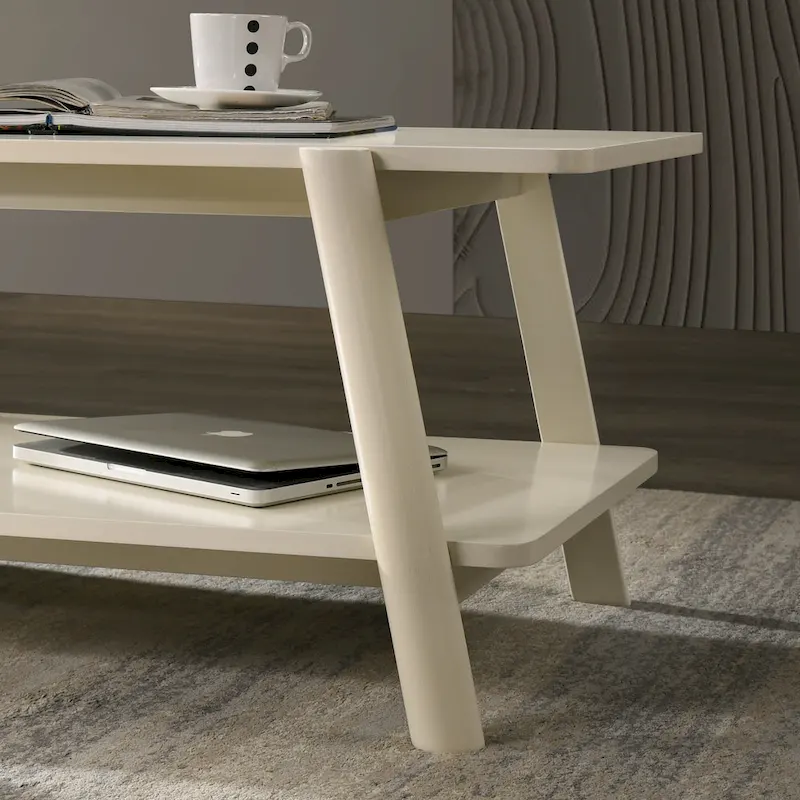 Mid-Century Modern Wood Shelf Coffee Table