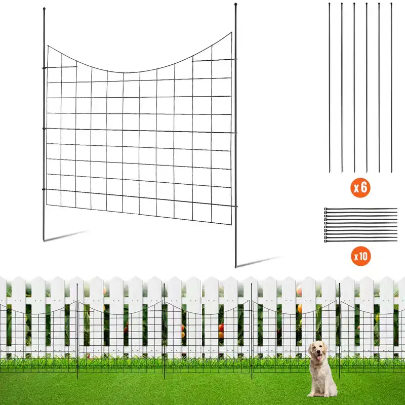 VEVOR Garden Fence, 36.6in(H) x29.5in(L) Animal Barrier Fence, Underground Decorative Garden Fencing with 2.5 Inch Spike Spacing, Dog Fence,5 Pack