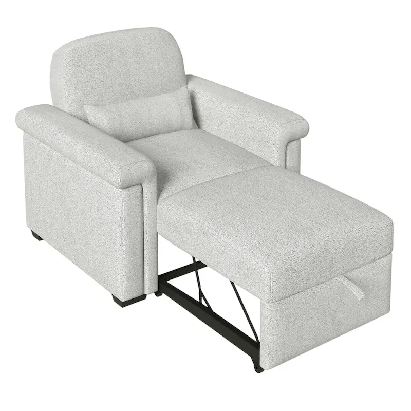 Living Room Lounger Chair 3 in 1 Convertible Sleeper Chair with Pillow