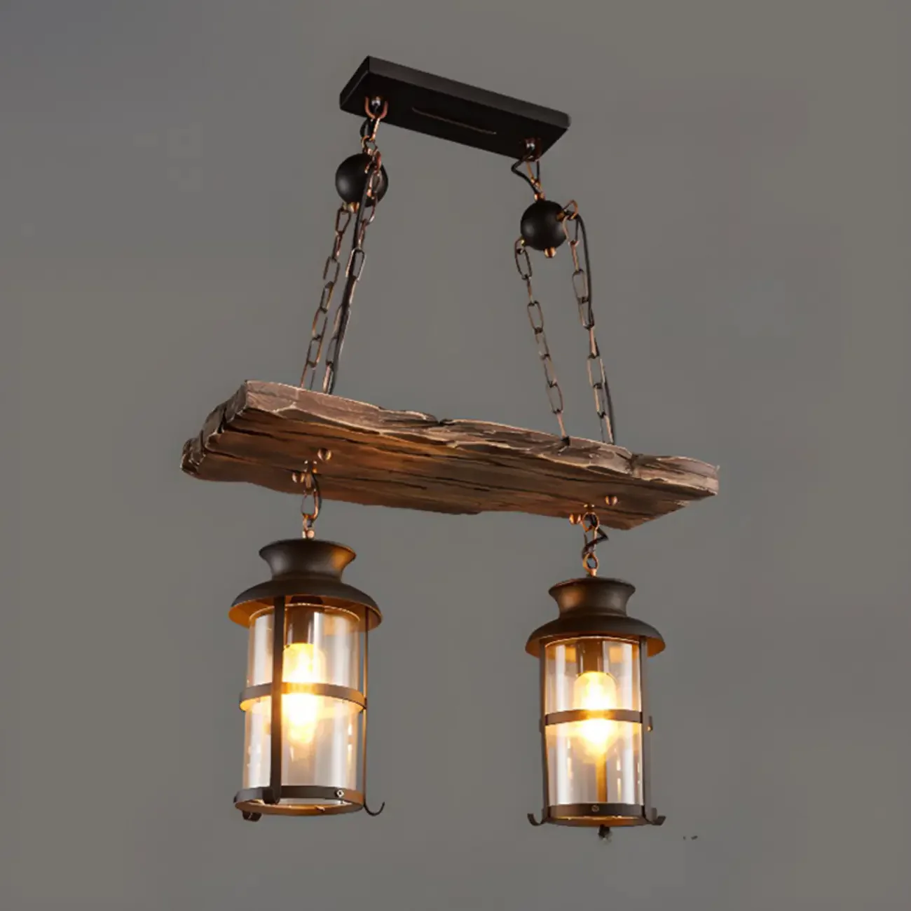 Industrial Island Light Brown Steampunk Cylindrical Pendant Light