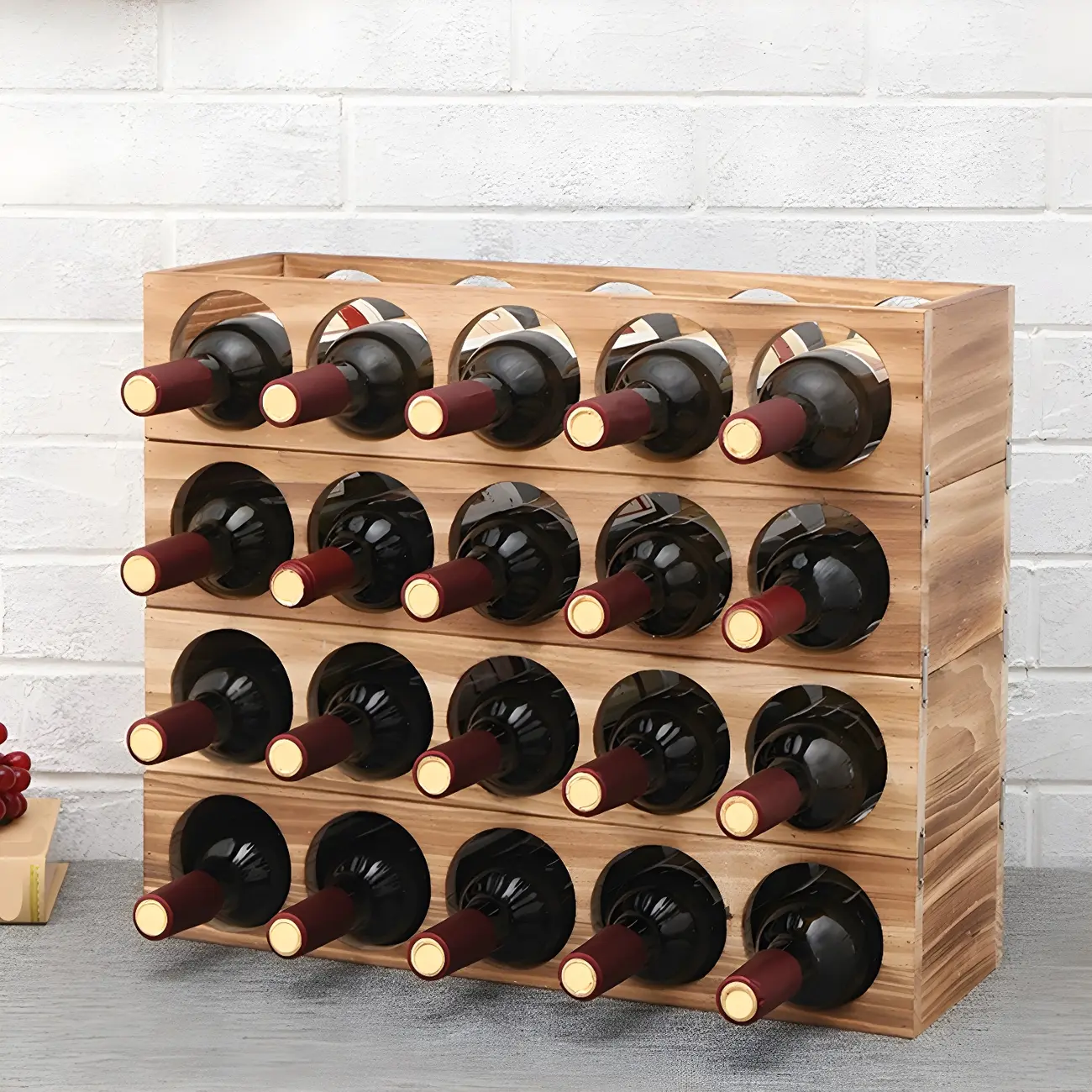 Natural Wooden Stackable Wine Rack Tabletop Wine Holder