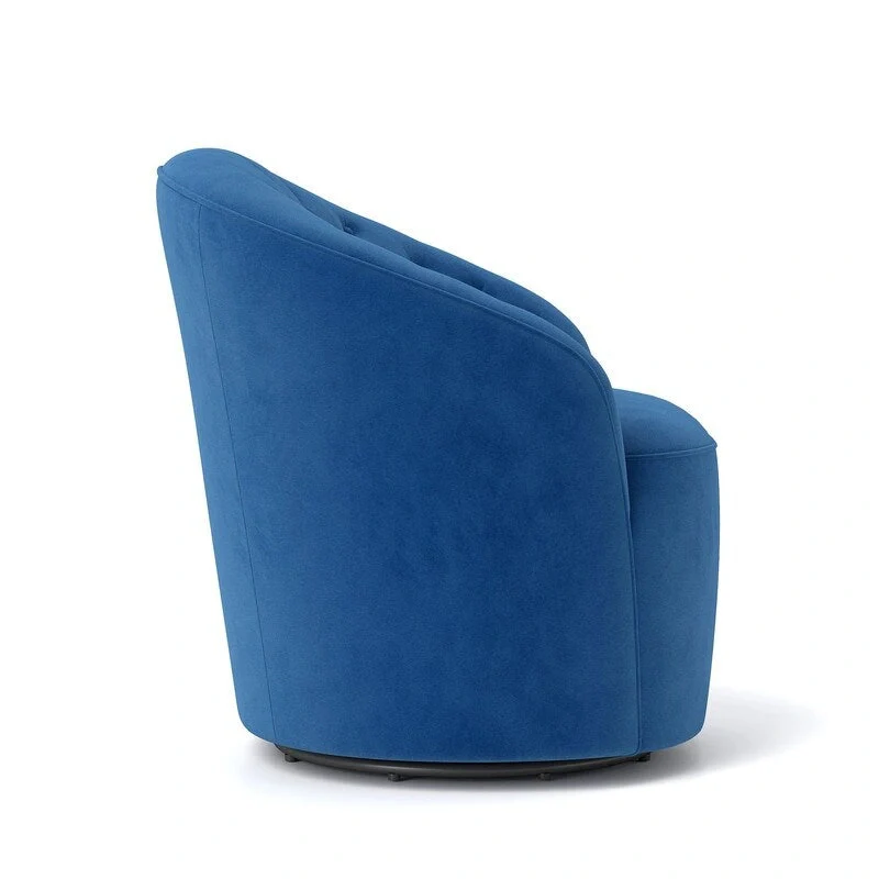 Velvet Upholstered 360 Degree Swivel Barrel Chair with Button Tufted Back