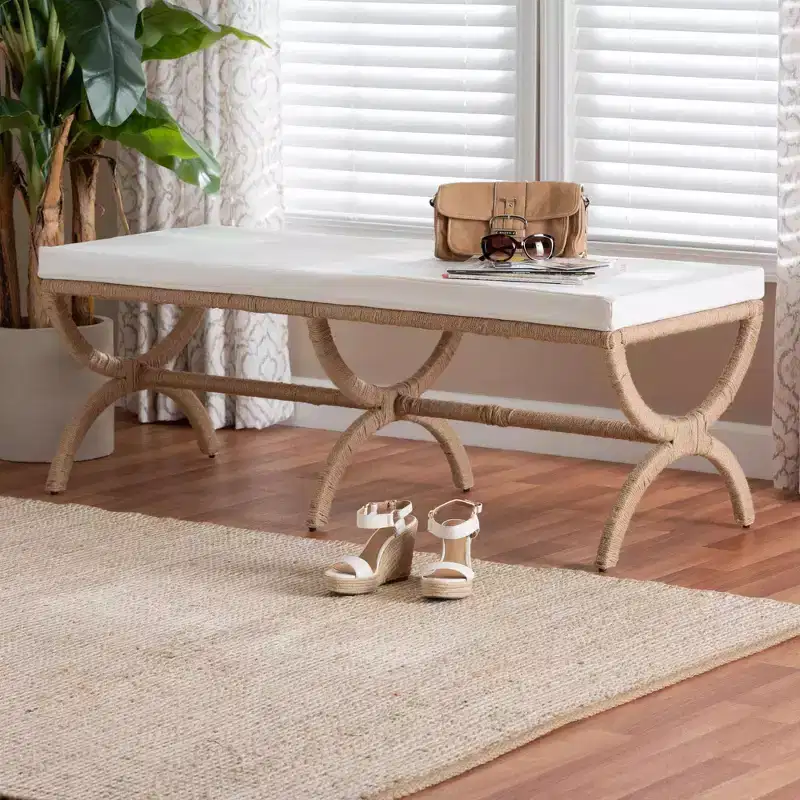 bali & pari Maliyah Natural Seagrass Accent Bench Natural Brown