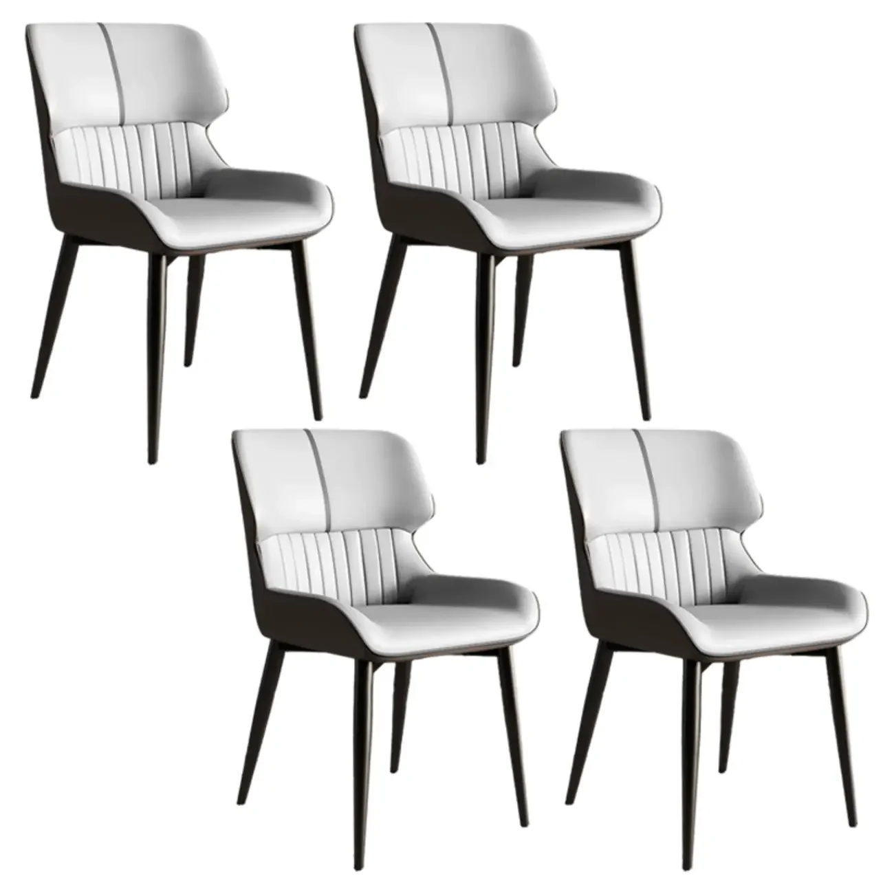 Leather Low Solid Back Armless Dining Side Chair