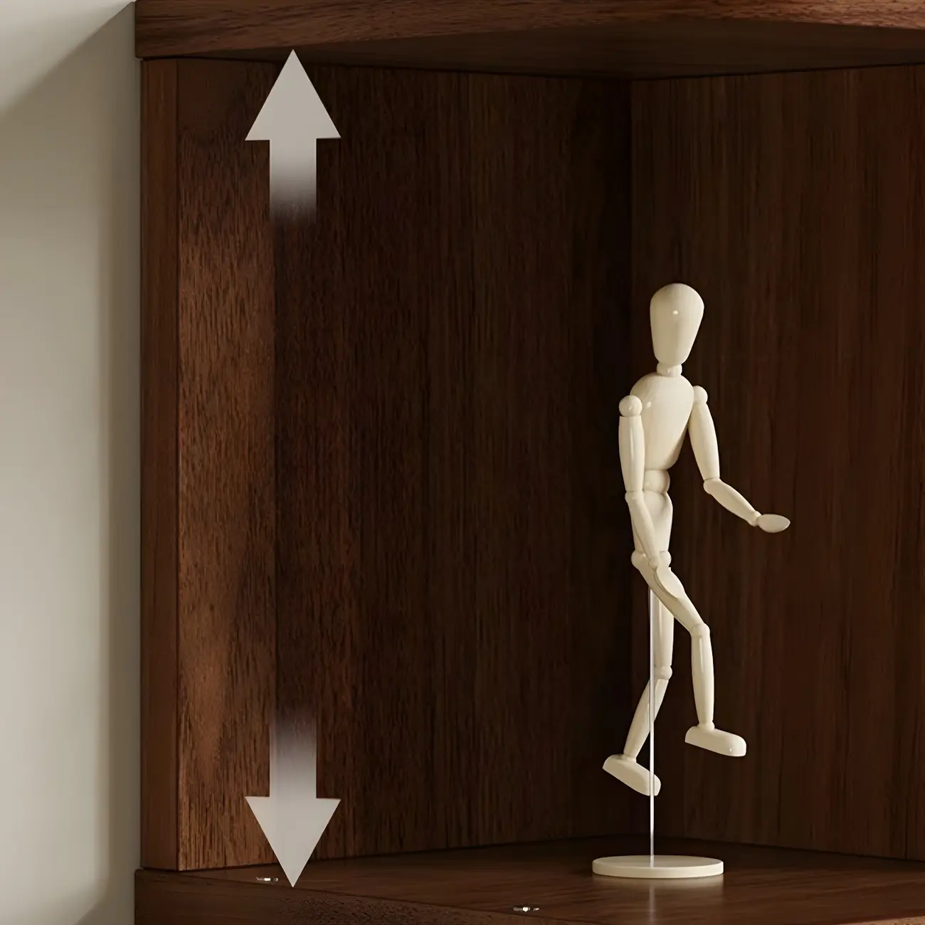 Tall Modern Walnut Open Back 6-Shelf Wood Bookcase