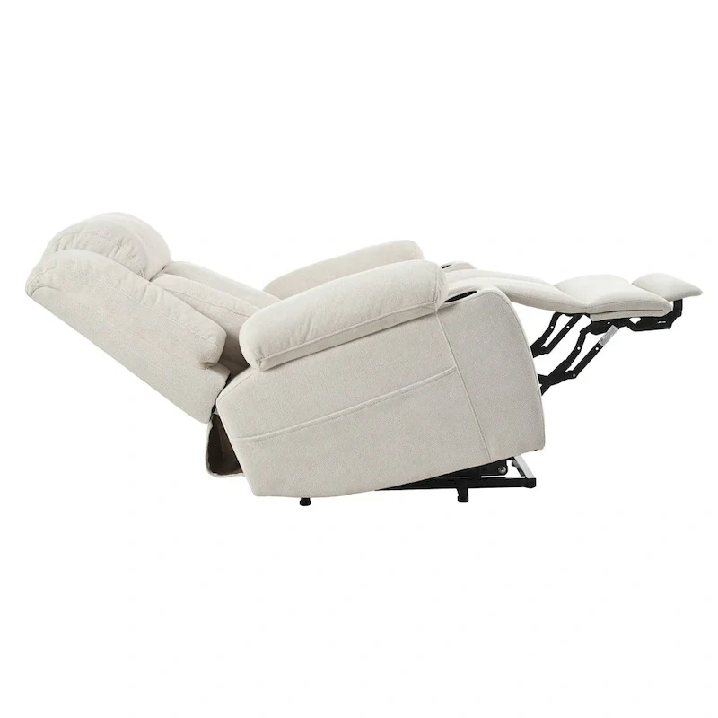 Snowflake Velvet Fabric Power Lift Recliner w/Extended Footrest