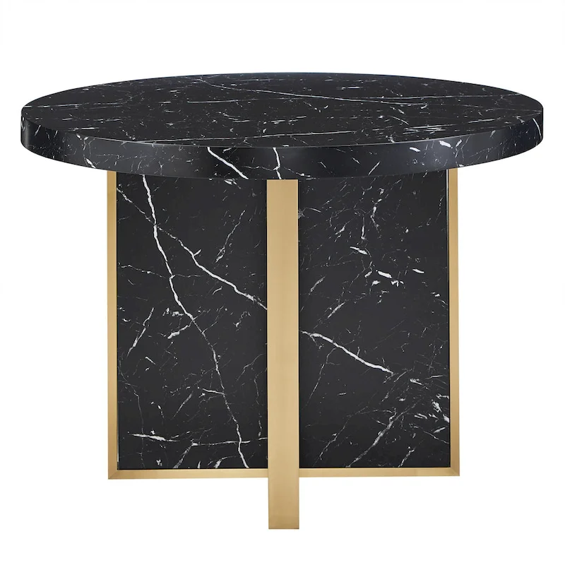 Saki 43 Wide Faux Marble Round Dining Table Set by iNSPIRE Q Modern