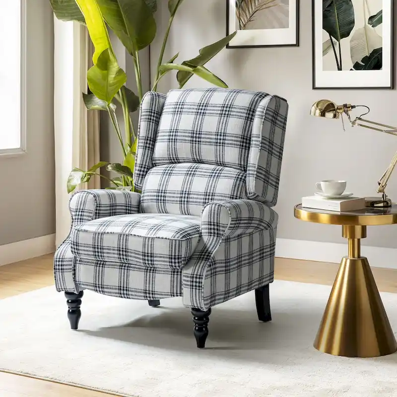 Olympus Upholstered Classic Manual Wingback Recliner with Solid Wood Legs by HULALA HOME