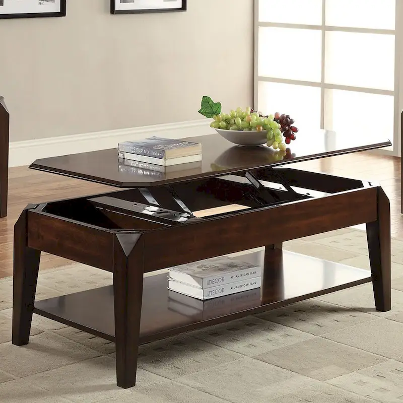 Rectangular Lift Top Coffee Table with Bottom Shelf