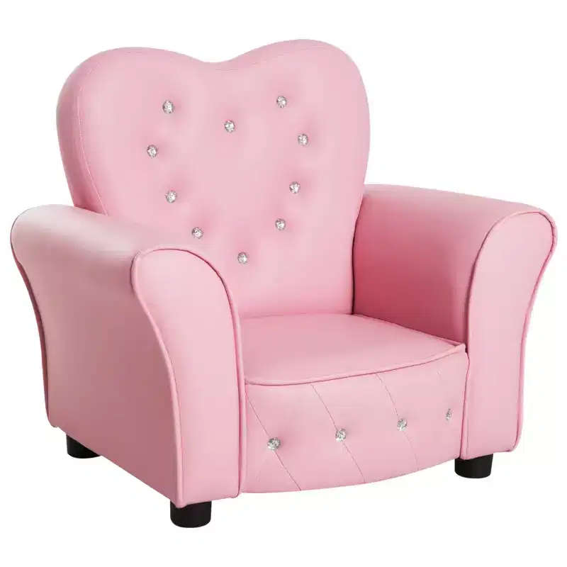 Kids Sofa Toddler Tufted Upholstered Sofa Chair Princess Couch Furniture with Diamond Decoration for Preschool Child