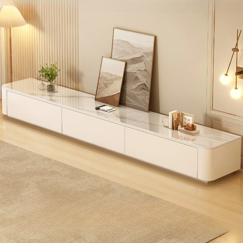 Modern Wooden TV Stand with Drawers and Cable Management