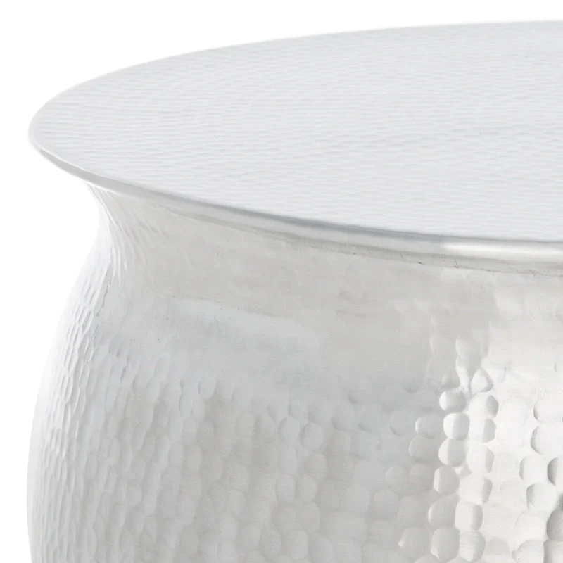 Karel Silver Metal Table Stool - 24  W x 24  L x 16.8  H - 24Wx24Dx17H