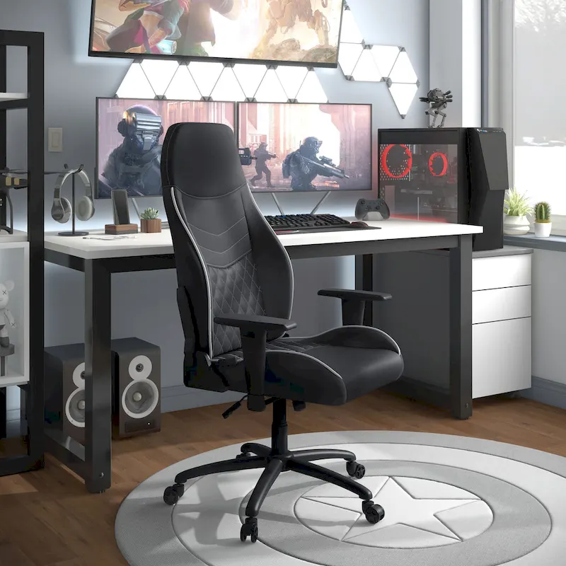 Red/Black Faux Leather Reclining Gaming Chair – Diamond Stitch, Single Seat