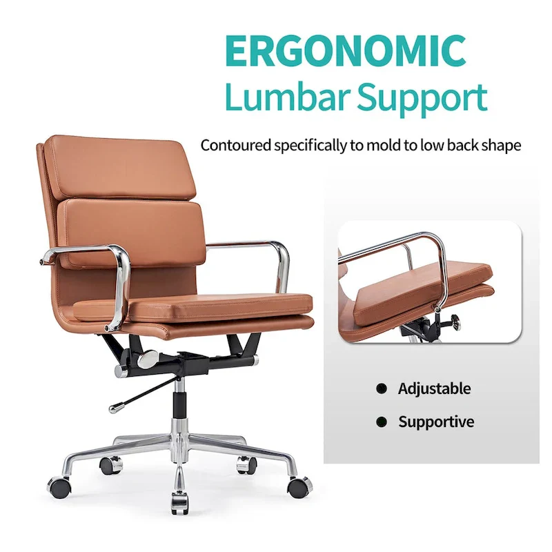 Office Chair PU Leather Adjustable ErgoChair with Thickened Cushion - N/A