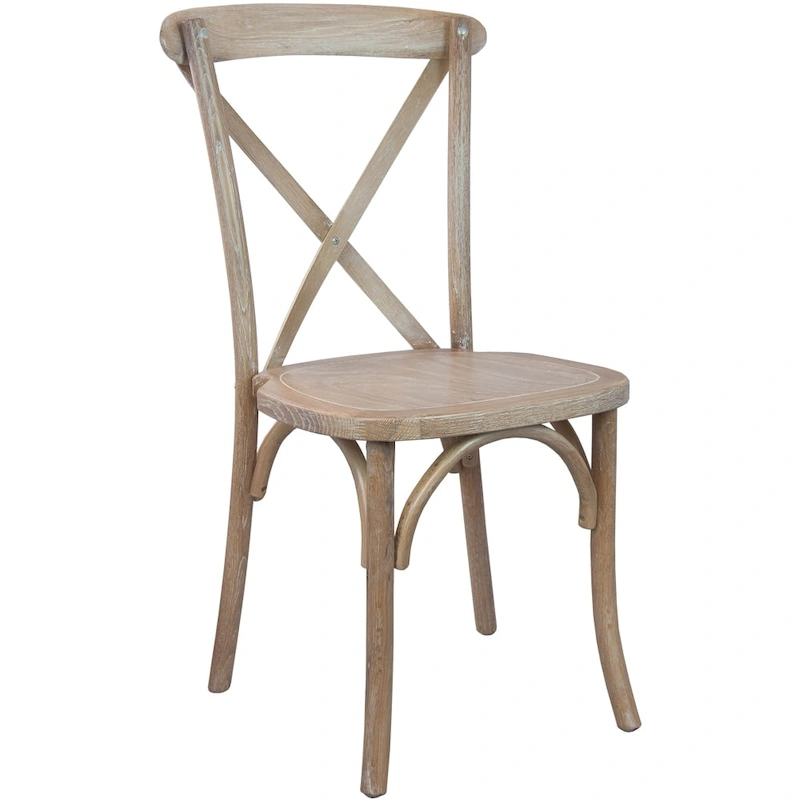 Modern Solid Wood Stacking Cross Back Dining Chairs (Set of 2)
