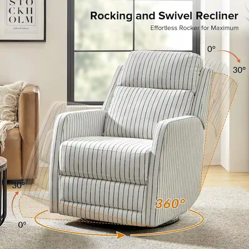 Diana Modern Polyester 360-degree Swivel Rocker Recliner by HULALA HOME