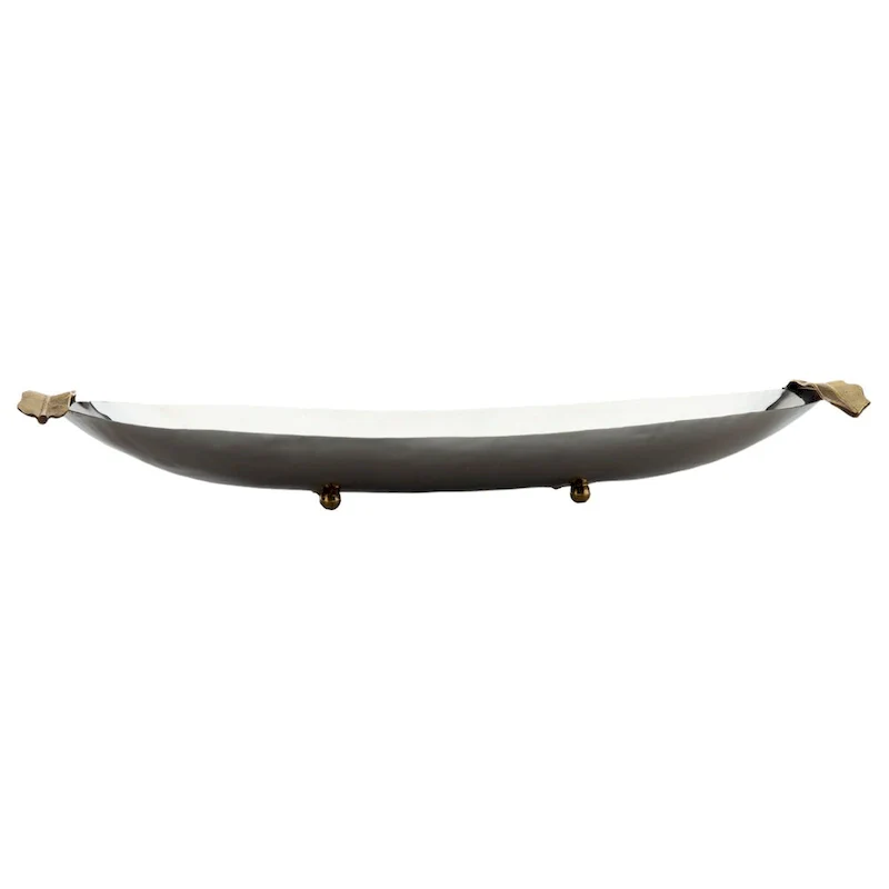 Brass Accent Oval Dish - 19.25x7.25x1.25