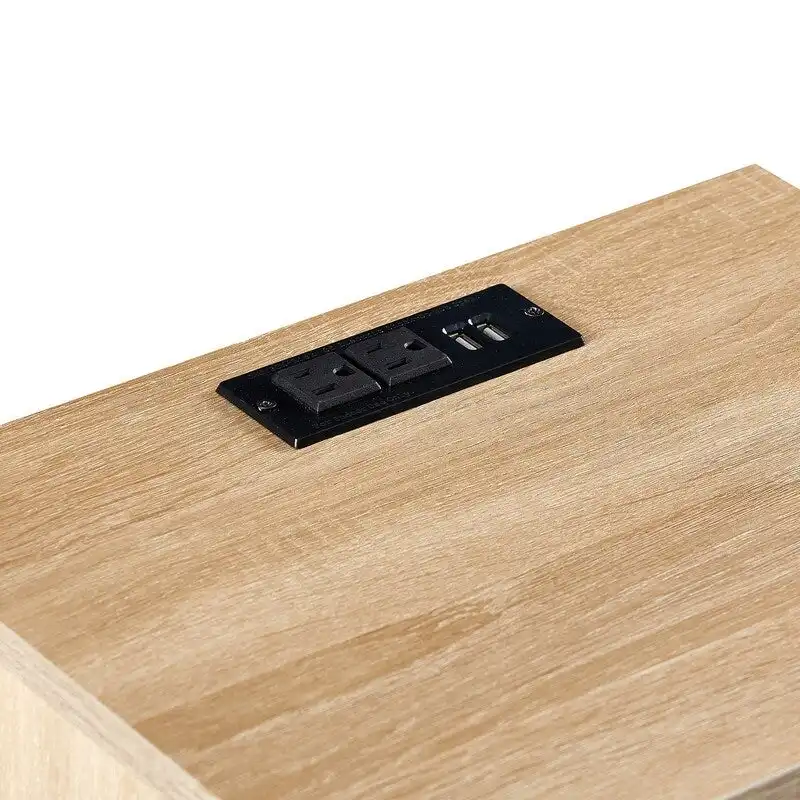 Nightstand with Charging Station End Side Table with Drawer