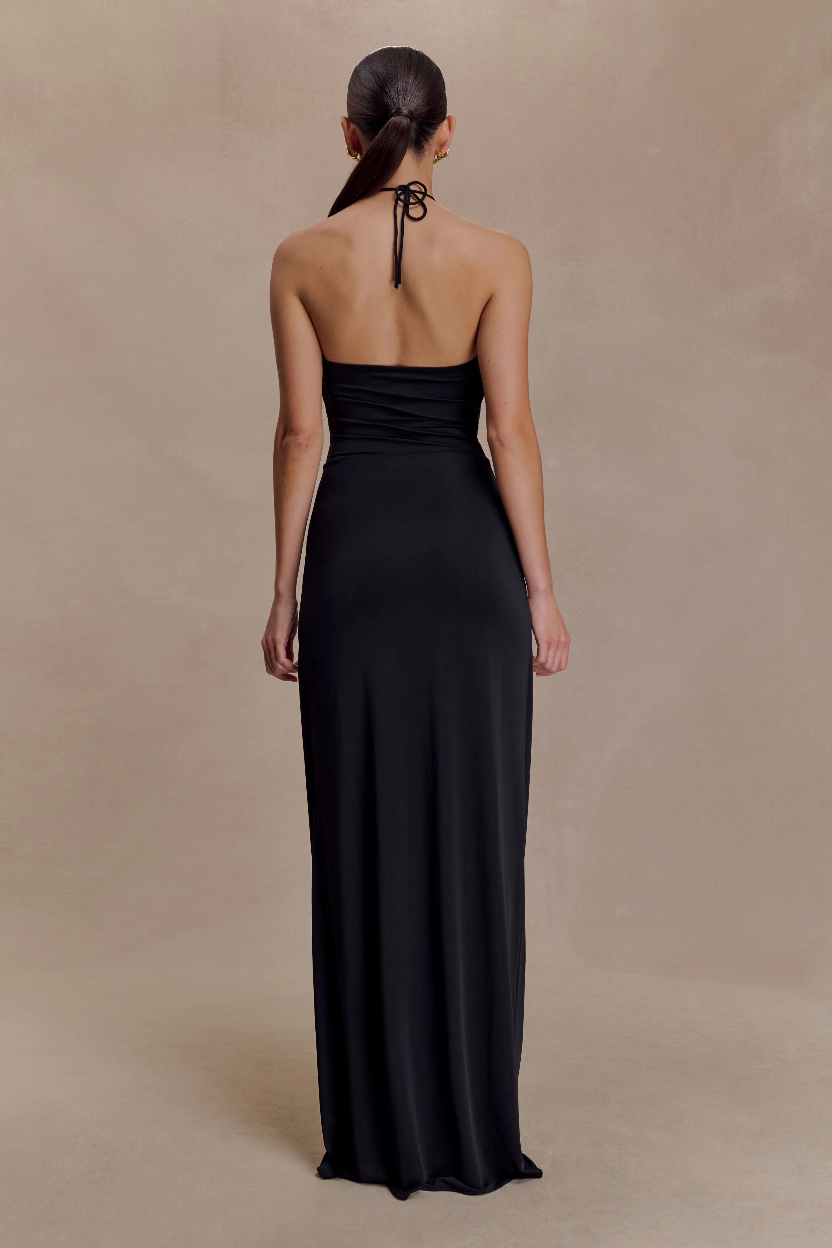 Quincy Halter Maxi Dress With Hardware - Black
