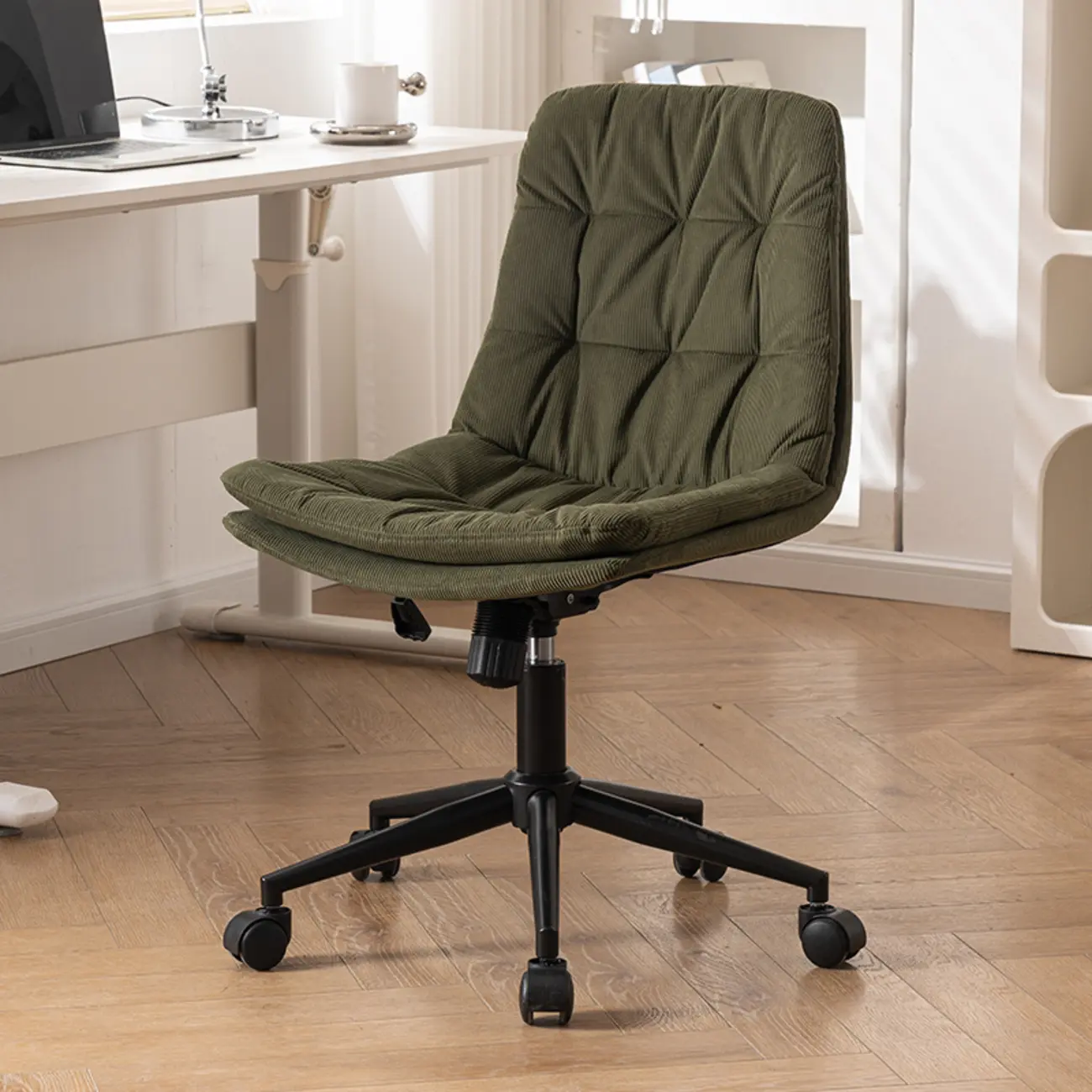 Modern Beige Leathaire Adjustable Swivel Office Chair