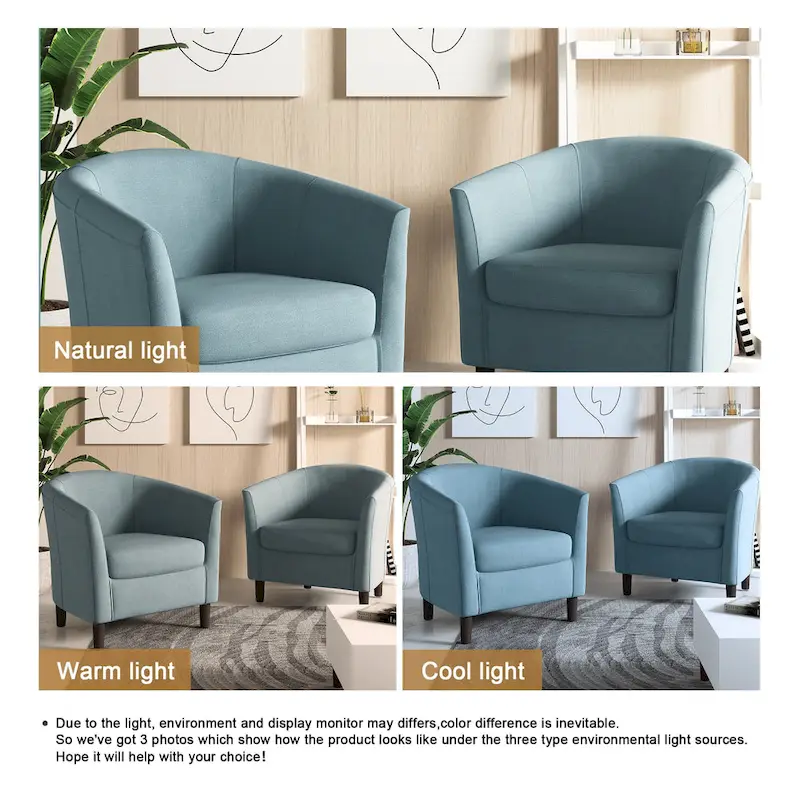 Linen Barrel Accent Chairs - Beige/Blue/Grey/Khaki/Light Grey, Modern Design