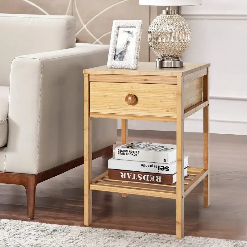 Bamboo End Table Set of 2 - 16D x 16W x 24H