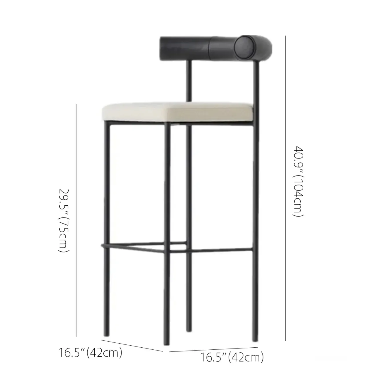 Modern Velour Upholstered Low Back Metal Frame Bar Stools