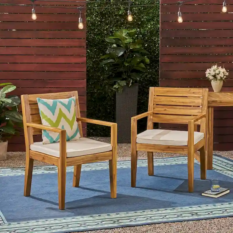 Nestor Outdoor Acacia Wood Dining Chairs by Christopher Knight Home
