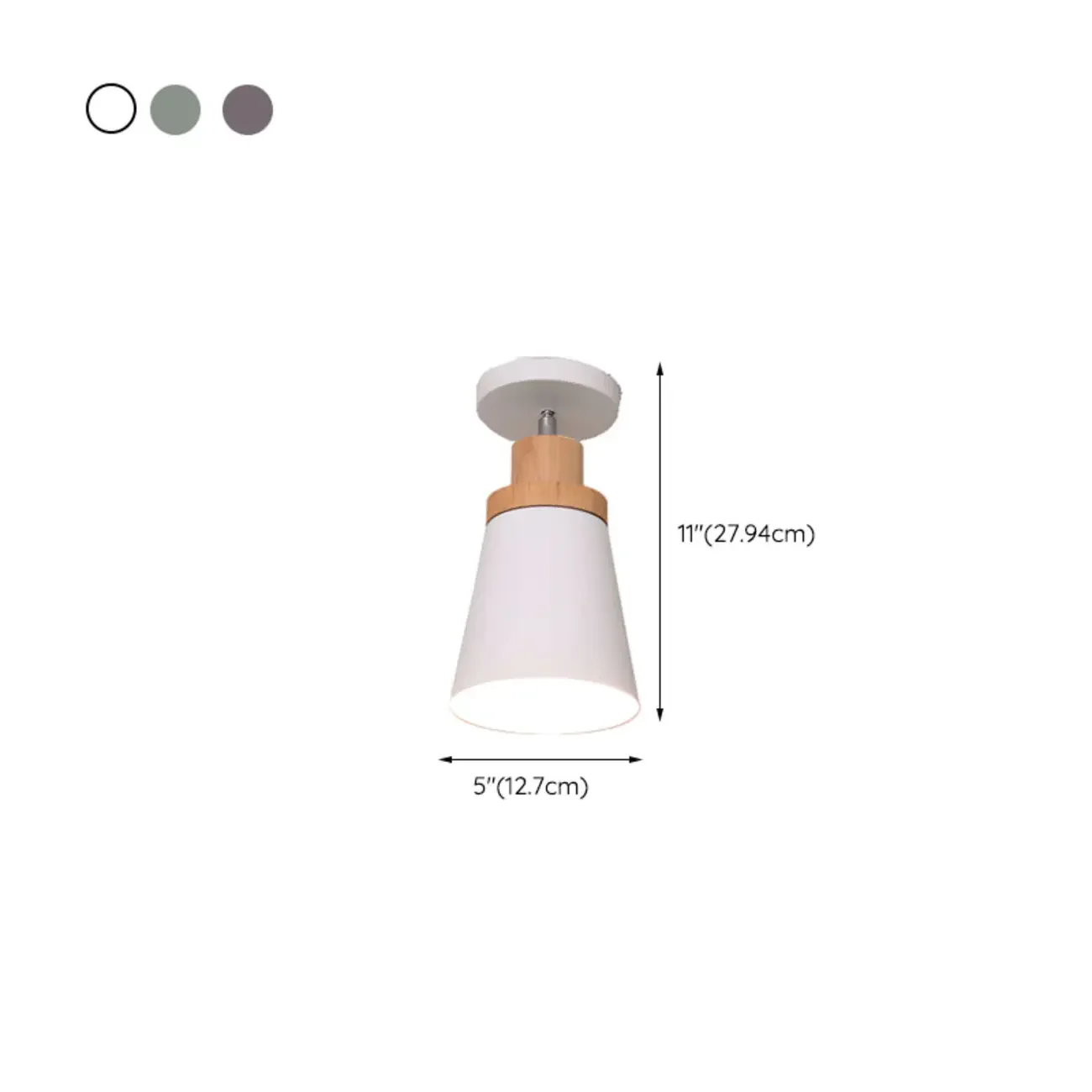 Green Cylinder Iron Modern Semi Flush Mount Ceiling Light