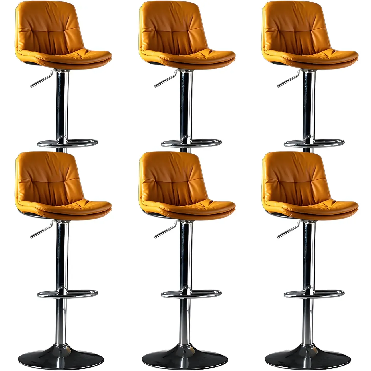 Adjustable Leather Low Back Swivel Bar Stool
